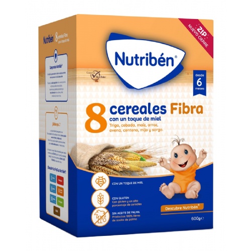 Nutriben 8 cereales y miel fibra  1 envase 600 g