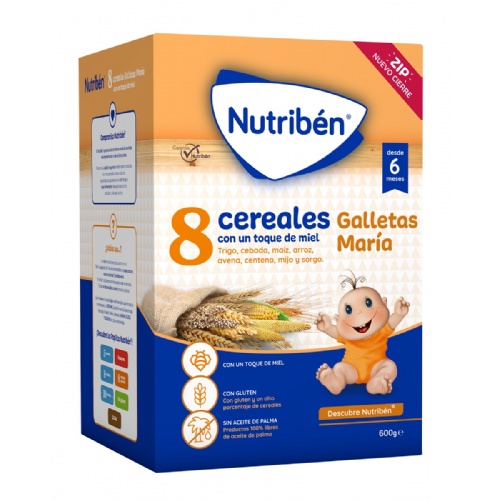 Nutriben 8 cereales y miel galletas maria  1 envase 600 g