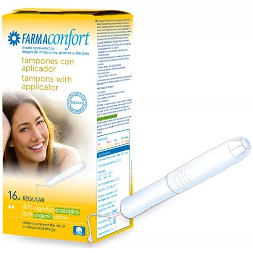 Tampones 100% algodon farmaconfort con aplicador 16 unidades regular - farmaconfort con aplicador