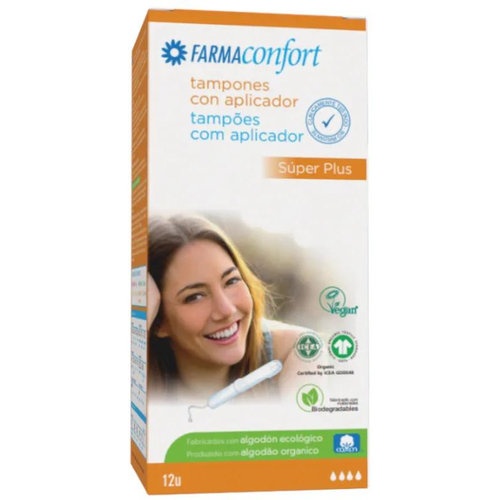 Tampones 100% algodon farmaconfort con aplicador 14 unidades super plus - farmaconfort con aplicador