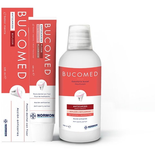 Bucomed pasta anticaries + colutorio  1 tubo 125 ml sabor menta + 1 botella 500 ml pack