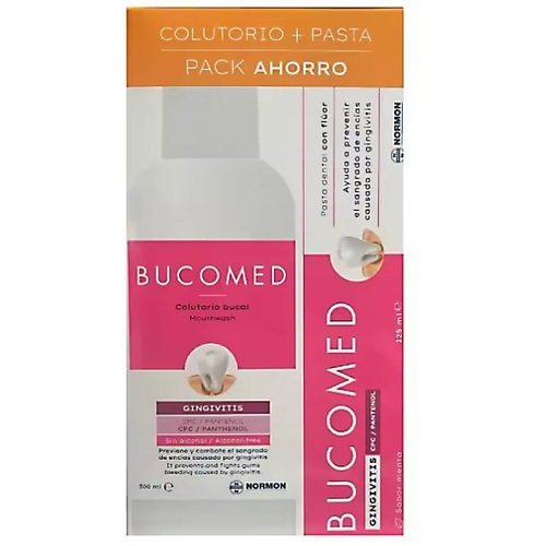 Bucomed pasta gingivitis + colutorio gingivitis  1 tubo 125 ml sabor menta + 1 envase 500 ml pack