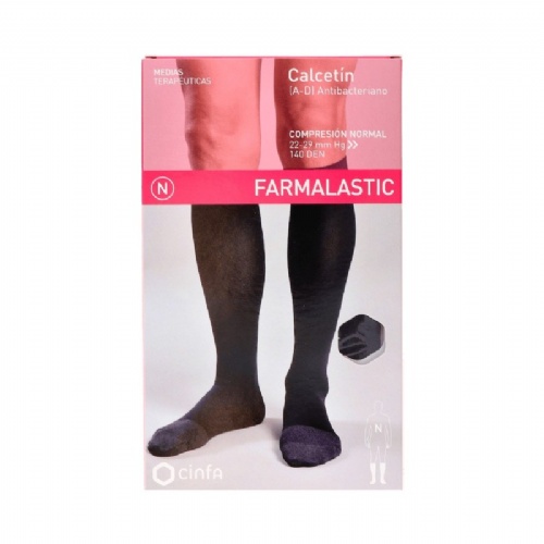 Calcetin alta transpirabilidad (a-d) compresion normal farmalastic 2 unidades talla grande color neg