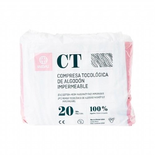 Compresa tocologica de algodon indas 20 unidades