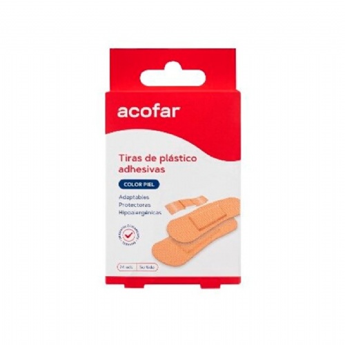 Tiras adhesivas de plastico - acofar (24 unides color piel surtido)