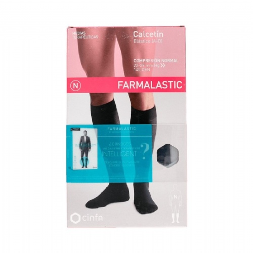 Calcetin (a-d) compresion normal farmalastic 2 unidades talla mediana color azul - farmalastic
