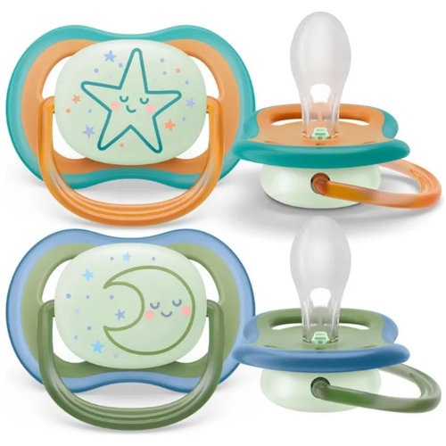 Chupete silicona philips avent ultra air nocturno + 18 meses 2 unidades neutral