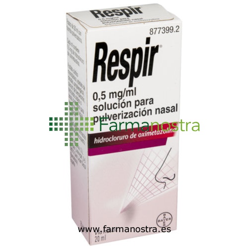 RESPIR 0,5 mg/ml SOLUCION PARA PULVERIZACION NASAL , 1 frasco de 20 ml (Frasco+bomba pulverizadora)