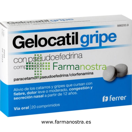 GELOCATIL GRIPE CON PSEUDOEFEDRINA COMPRIMIDOS, 20 comprimidos