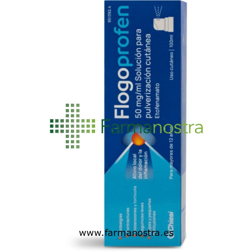 FLOGOPROFEN 50 mg/ml SOLUCION PARA PULVERIZACION CUTANEA , 1 frasco de 100 ml