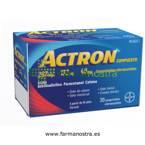 ACTRON COMPUESTO 267 MG/133 MG/40 MG COMPRIMIDOS EFERVESCENTES , 20 comprimidos