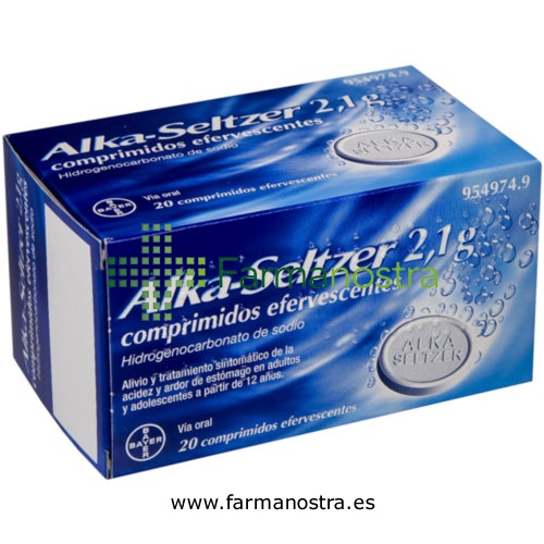 ALKA-SELTZER 2,1 g COMPRIMIDOS EFERVESCENTES , 20 comprimidos