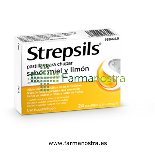 STREPSILS PASTILLAS PARA CHUPAR SABOR MIEL Y LIMON , 24 pastillas