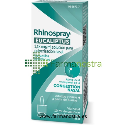 RHINOSPRAY EUCALIPTUS 1,18 mg/ ml SOLUCION PARA PULVERIZACION NASAL , 1 envase pulverizador de 10 ml