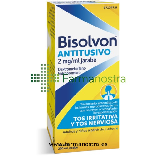 BISOLVON ANTITUSIVO 2 mg/ ml JARABE, 1 frasco de 200 ml