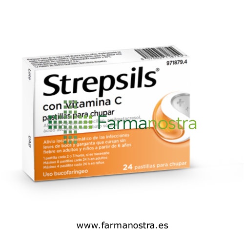STREPSILS CON VITAMINA C PASTILLAS PARA CHUPAR , 24 pastillas