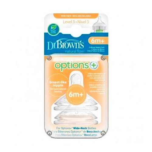 Tetina silicona boca ancha options+ - dr brown´s natural flow (nivel 3 2 u)