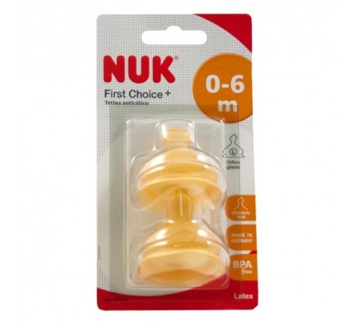 NUK FIRST CHOICE tetina latex anticolico (alimento t-1 l 2 u)
