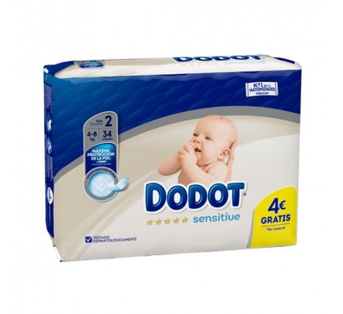 Pañal infantil - dodot protection plus sensitive (talla 2 4- 8 kg 34 unidades)