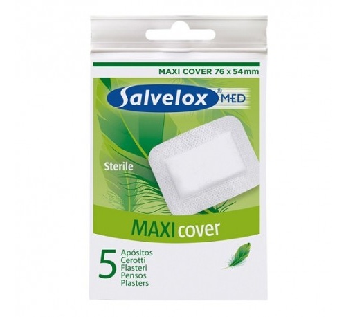 APOSITO ESTERIL salvelox med maxi cover (5 apositos 76 mm x 54 mm)