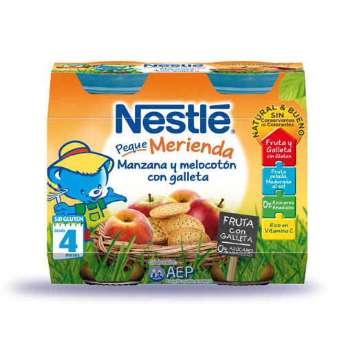 nestle peque merienda manzana/melocoton galletas (200 g 2 u)