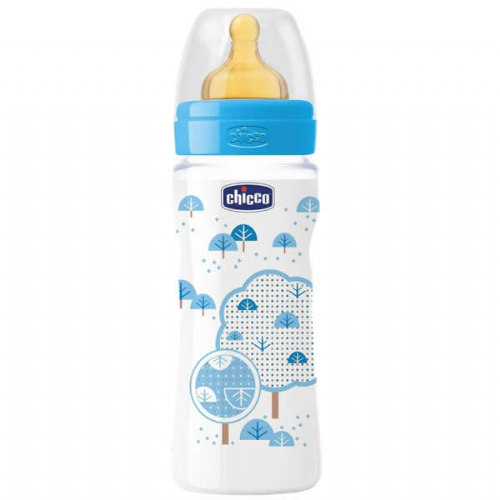 CHICCO FLUJO RAPIDO biberon pp t caucho (4m+ 330 ml azul)