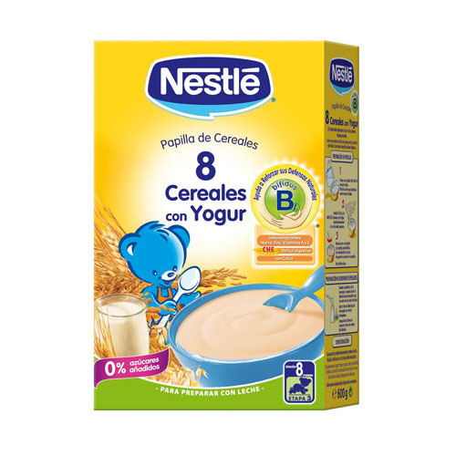 nestle papilla 8 cereales con yogur (600 g)