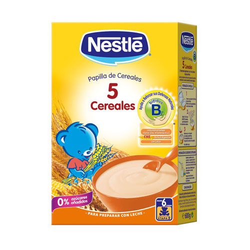 nestle papilla 5 cereales sin leche (600 g)