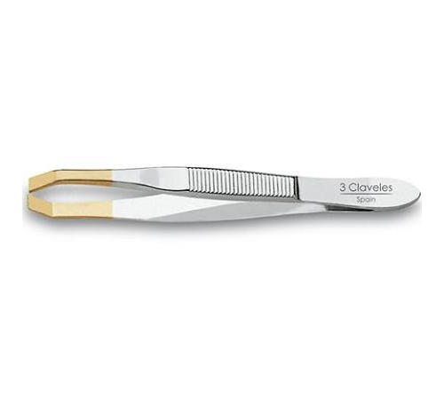 3 CLAVELES pinzas depilar (cangrejo 8 cm p oro)