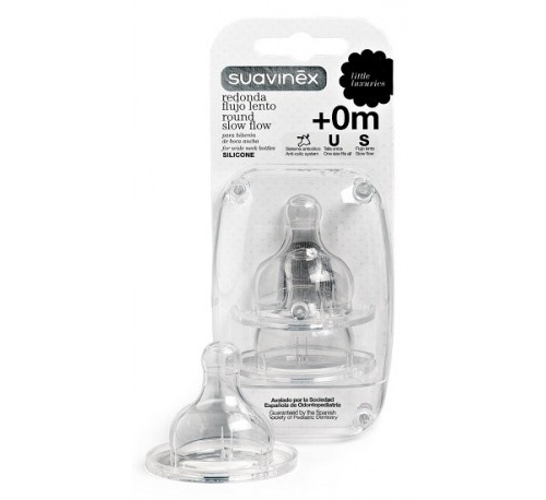 SUAVINEX FLUJO LENTO tetina silicona boca ancha (ba) (0 meses 2 u)
