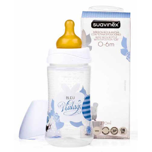 SUAVINEX 3 POSICIONES biberon pp boca ancha t latex anatomica (270 cc + t1 m azul)