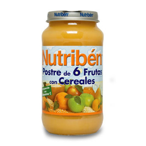 nutriben postre de 6 frutas con cereales (potito grandote 250 g)