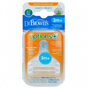 Tetina silicona boca ancha options+ nivel 2 - dr brown´s natural flow (+ 3 meses 2 unidades)