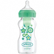 Biberon tetina silicona boca ancha dr brown´s natural flow options+ 1 unidad 270 ml verde estrellas 