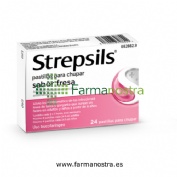 STREPSILS PASTILLAS PARA CHUPAR SABOR FRESA, 24 pastillas