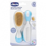 Cepillo y peine infantil chicco pelo natural azul - chicco pelo natural