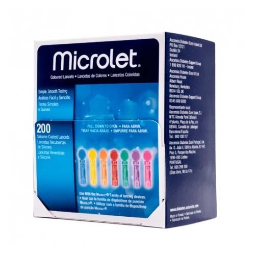 Microlet de colores lancetas (200 unidades)
